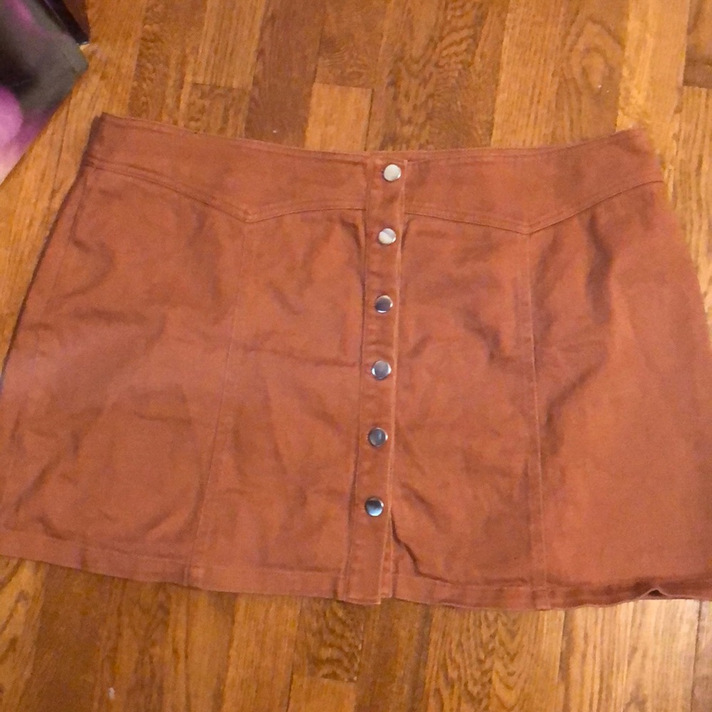 Rusty Color Plus Size Mini Skirt